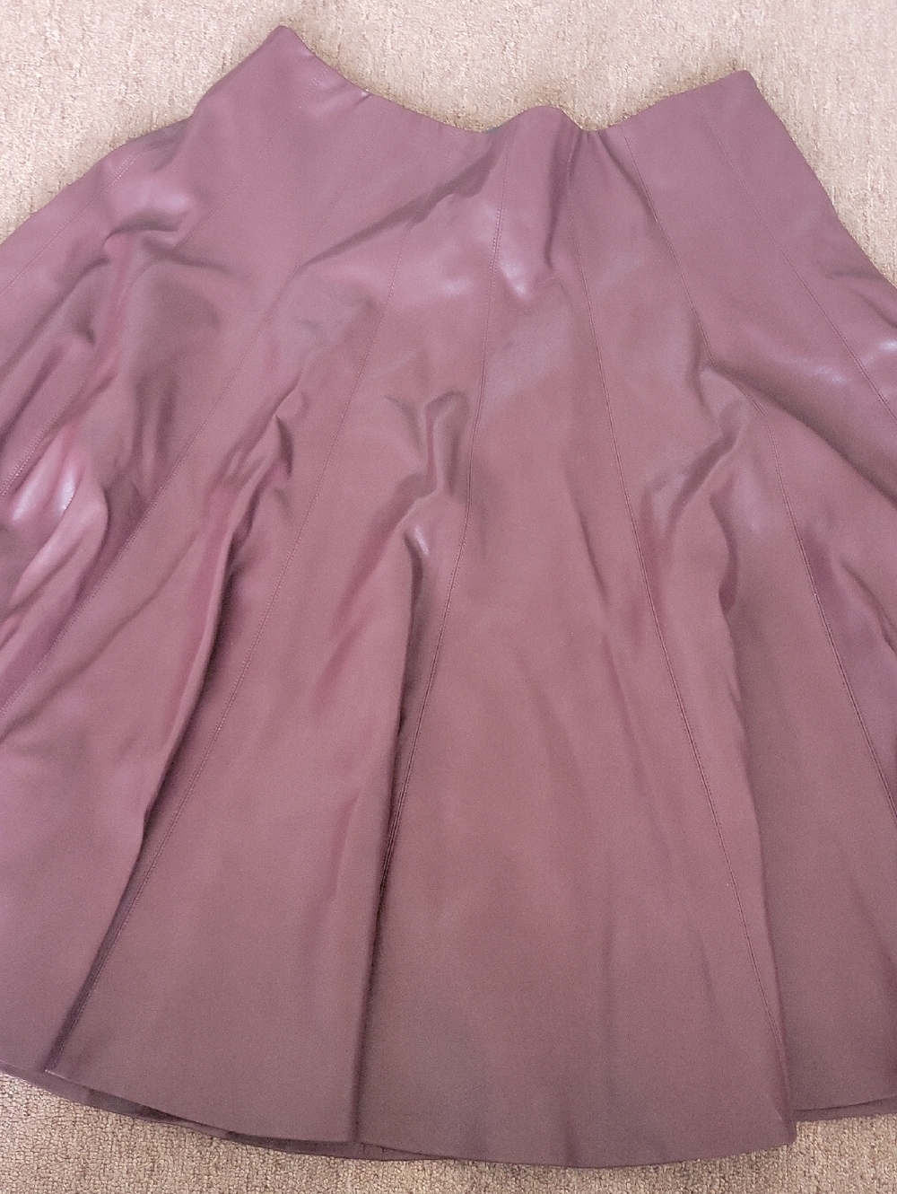 Mauve Leather Flared Skirt